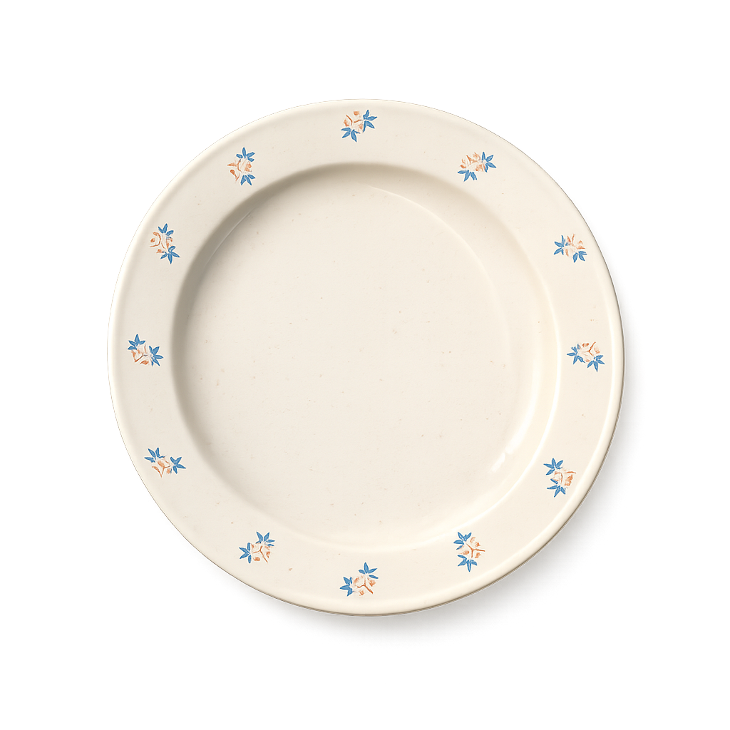 Medium Cream Dish with Floral Rim