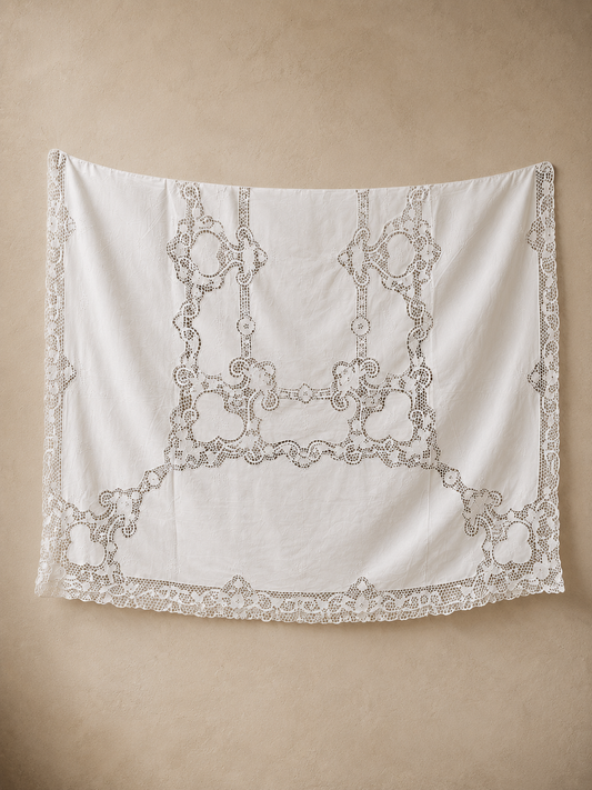 Large Vintage Italian Lace Tablecloth