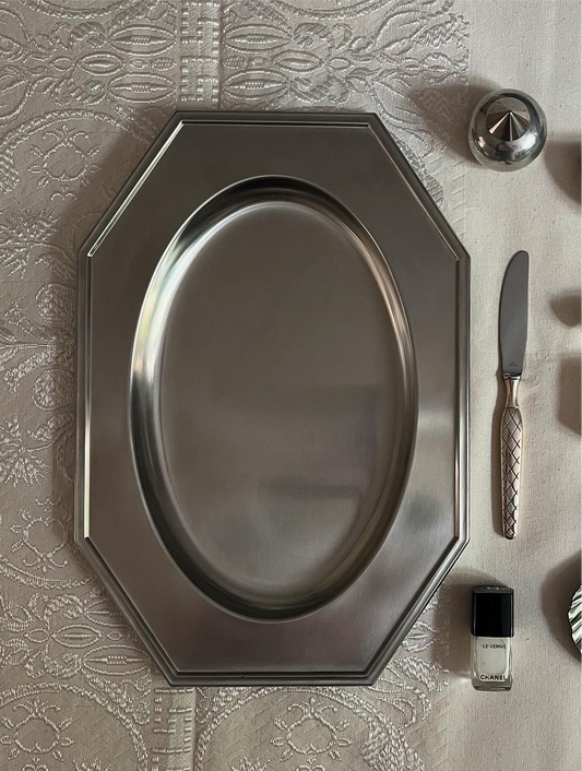 Art Deco Style Matted Steel Tray