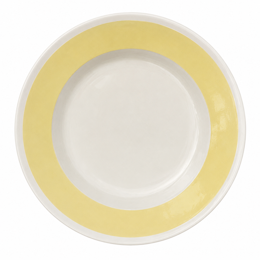 Large Vintage Dish with Yellow Rim
