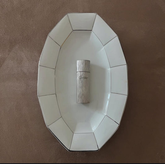 Antique Silver-detailed Ceramic Dish