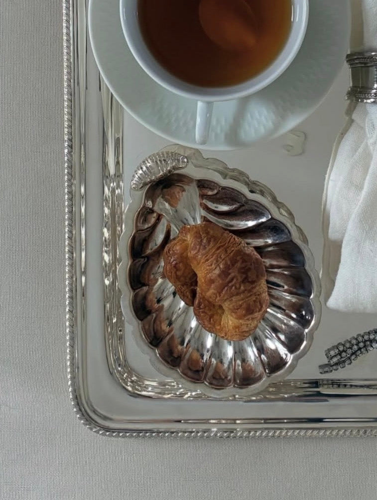 Croissant-Adorned Shell Dish