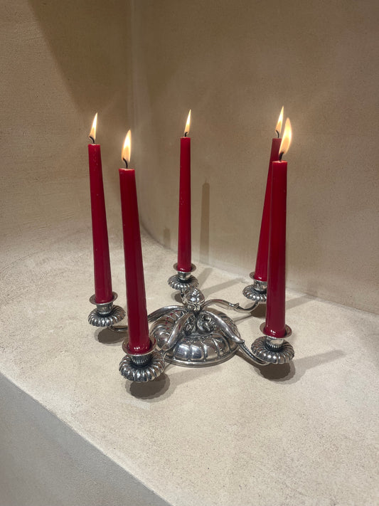 Unique “Low” Five-armed Silver Plated Candle-holder