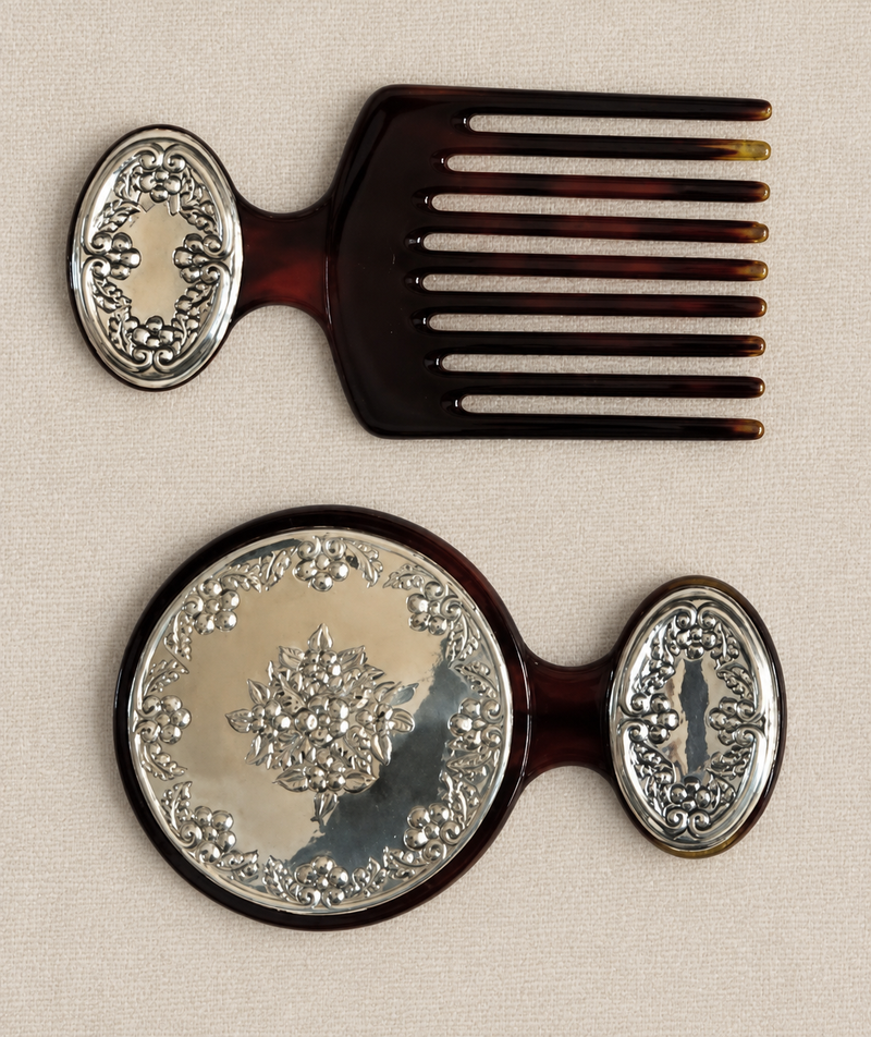 Silver-Adorned Tortoiseshell Vanity Set (pre-order)