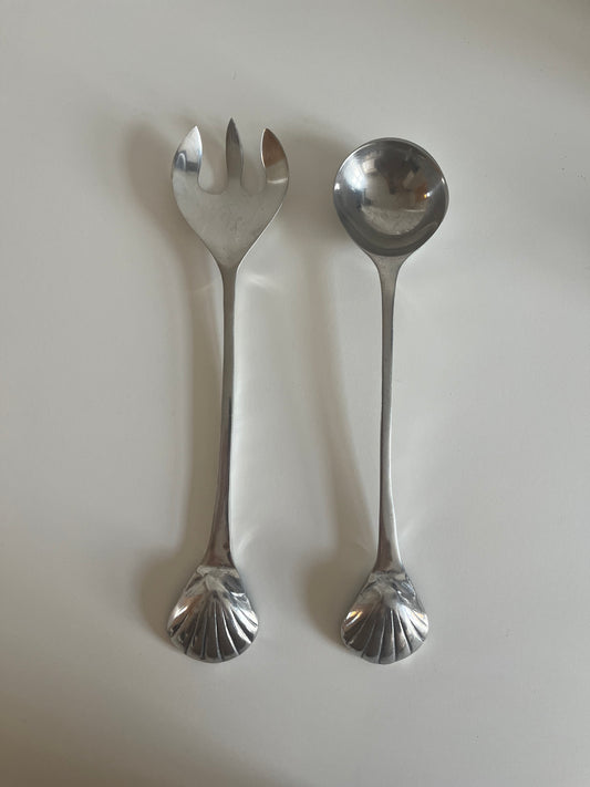 Pewter Shell Salad Cutlery