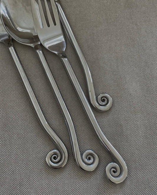 Vintage French Steel Cutlery (set of knife, fork, table spoon)