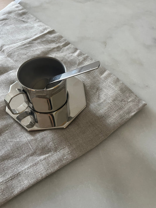 Italian Steel Espresso Cup with Saucer