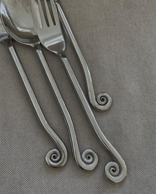 Vintage French Steel Cutlery (full set of knife, fork, table spoon and teaspoon)